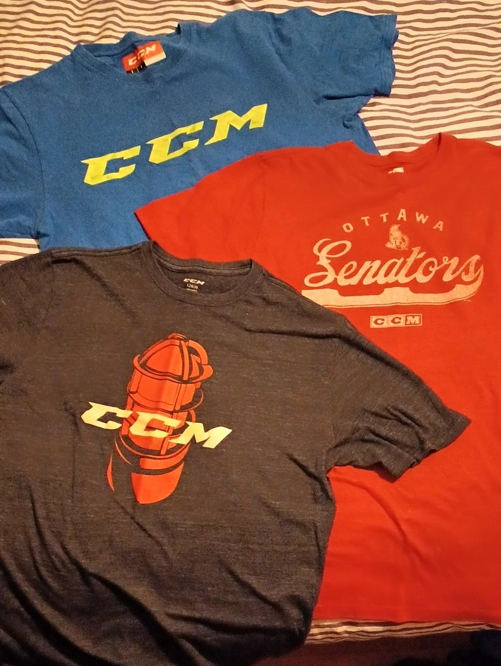 CCM Hockey Graphic T-Shirt Bundle Blue, Red And Gray.